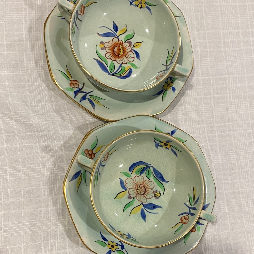 Antique Early 1900’s Calyx Ware Adam’s Cambodia Pattern Set of 6 pieces